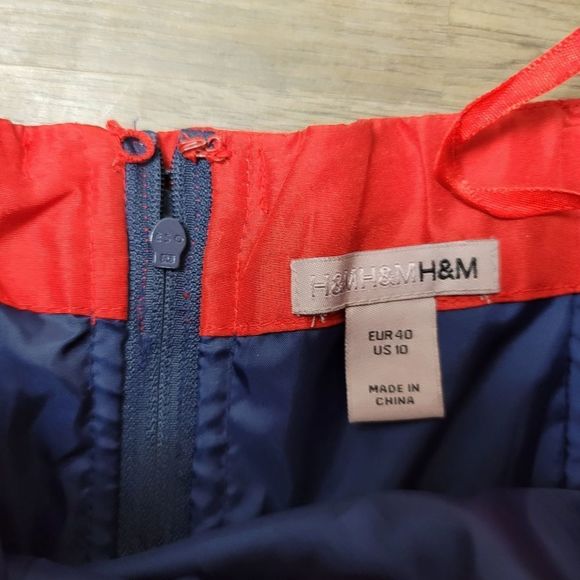 H&M Strapless Silk Dress Red Blue Sweetheart Sleeveless Sheath Casual Cocktail - Picture 5 of 12